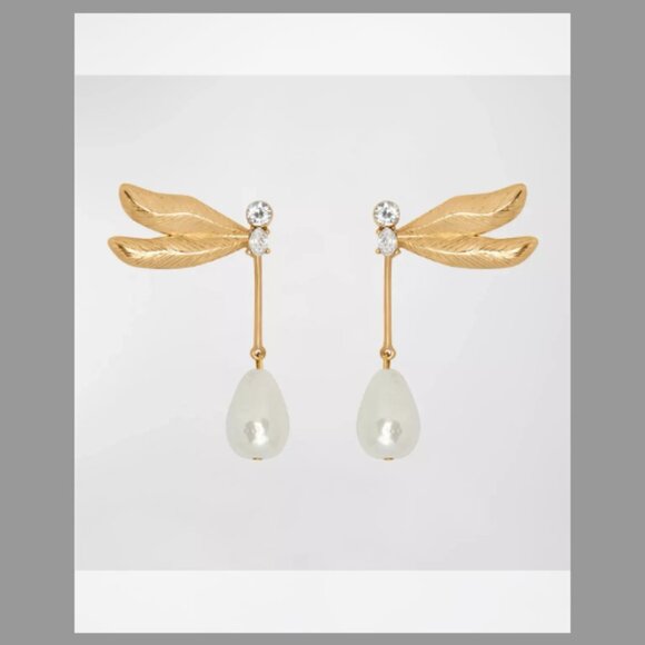 Oscar de la Renta Double Wing Dragonfly Earrings